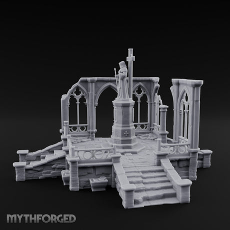 Cross-Bearing Gothic-Framed Cleric Monument Plaza Miniature for Dungeons and Dragons, Pathfinder or other TTRPGs
