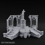 Cross-Bearing Gothic-Framed Cleric Monument Plaza Miniature for Dungeons and Dragons, Pathfinder or other TTRPGs