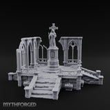 Cross-Bearing Gothic-Framed Cleric Monument Plaza Miniature for Dungeons and Dragons, Pathfinder or other TTRPGs