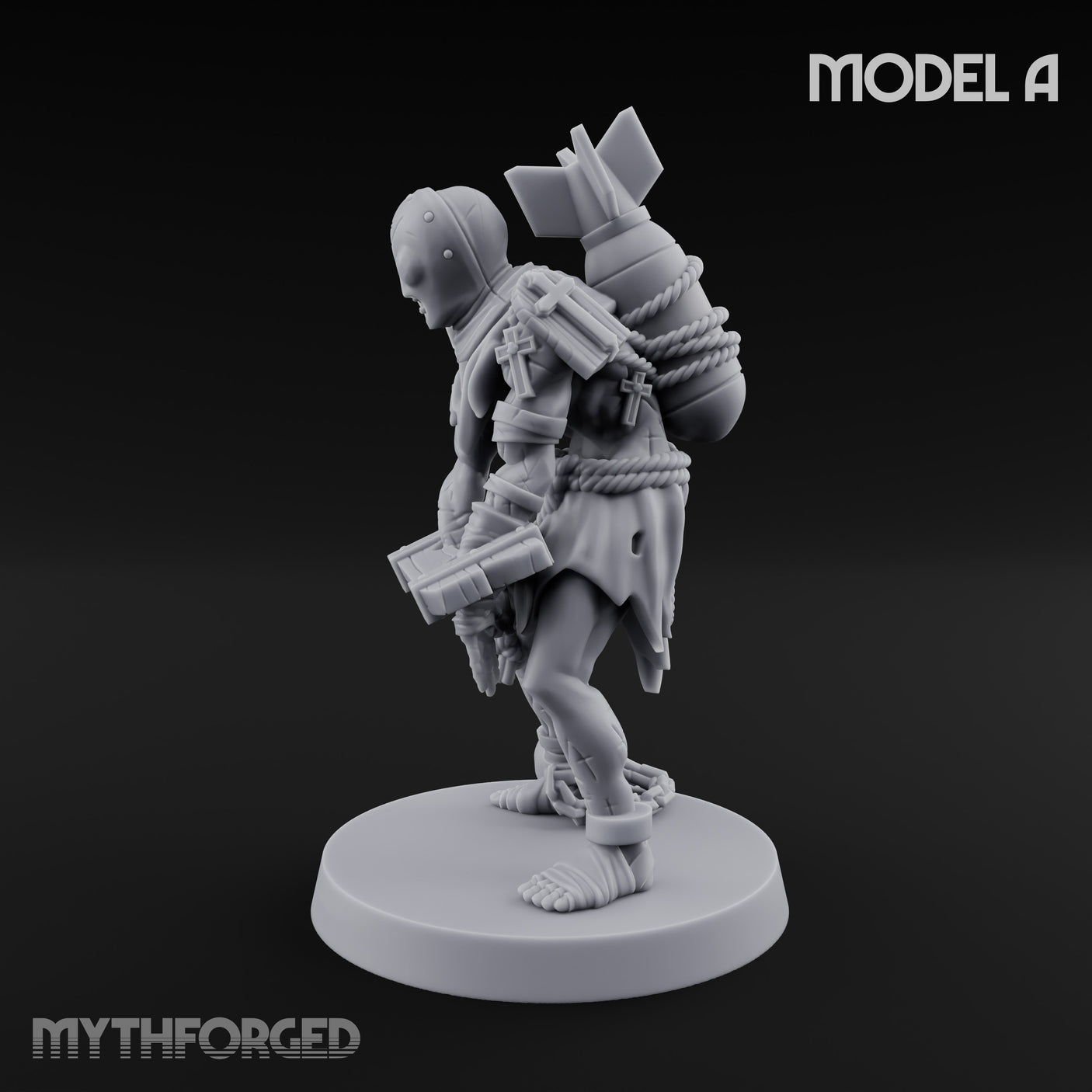 Cross Bound Shackled Human Prisoner A Miniature for Dungeons and Dragons, Pathfinder or other TTRPGs