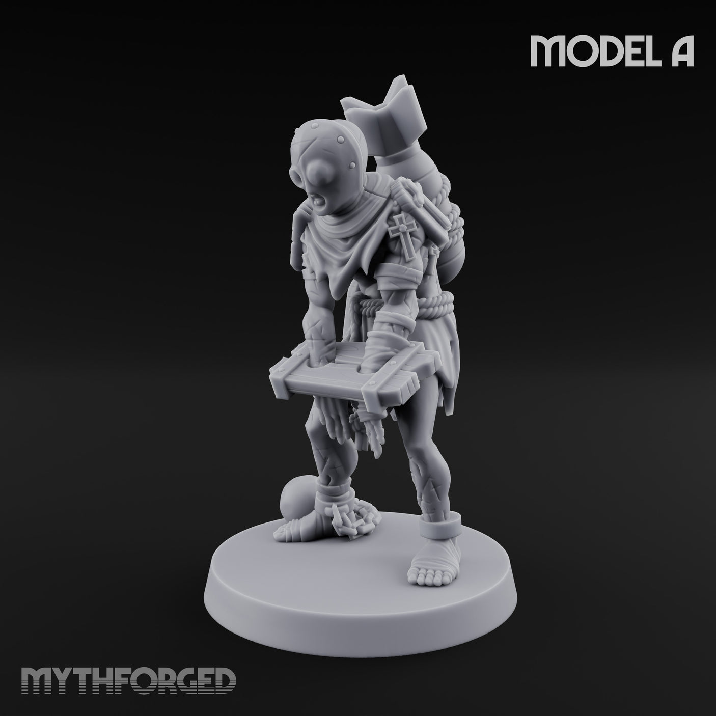 Cross Bound Shackled Human Prisoner A Miniature for Dungeons and Dragons, Pathfinder or other TTRPGs