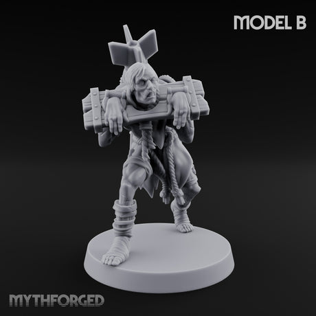 Cross Bound Shackled Human Prisoner B Miniature for Dungeons and Dragons, Pathfinder or other TTRPGs