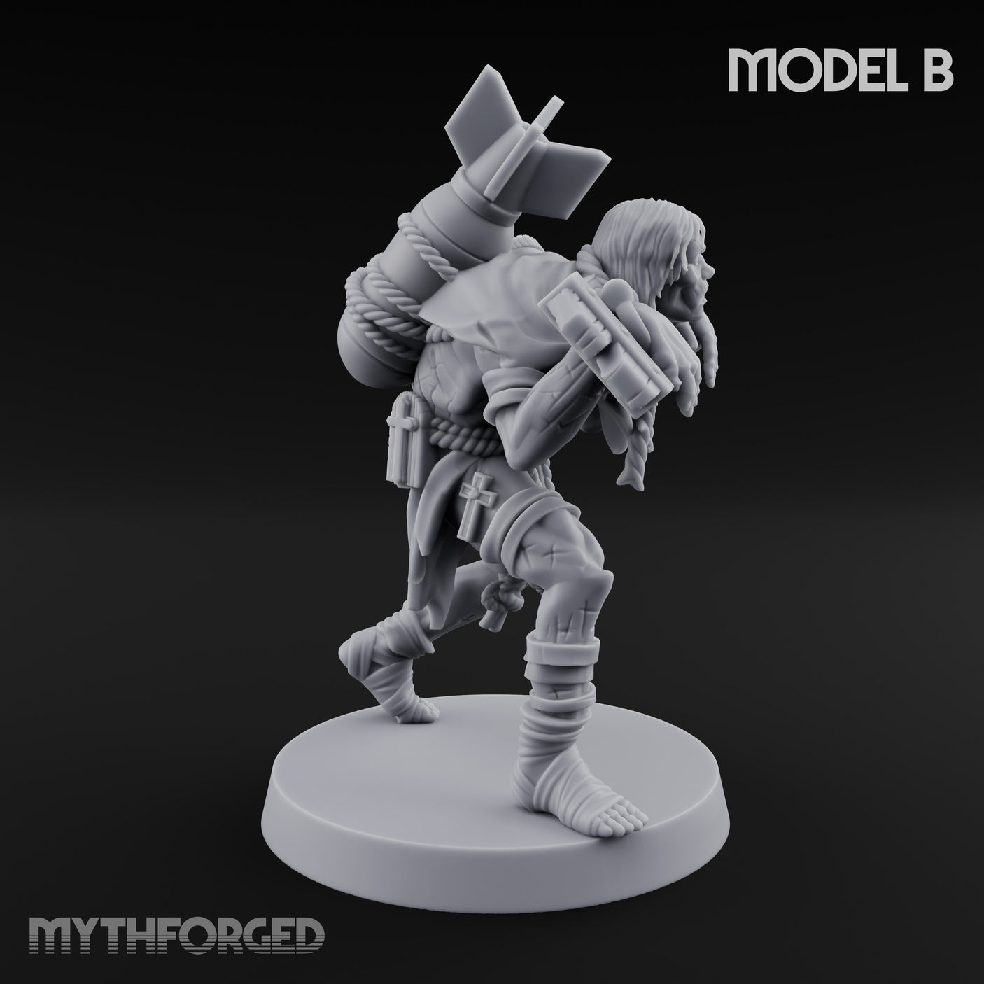 Cross Bound Shackled Human Prisoner B Miniature for Dungeons and Dragons, Pathfinder or other TTRPGs