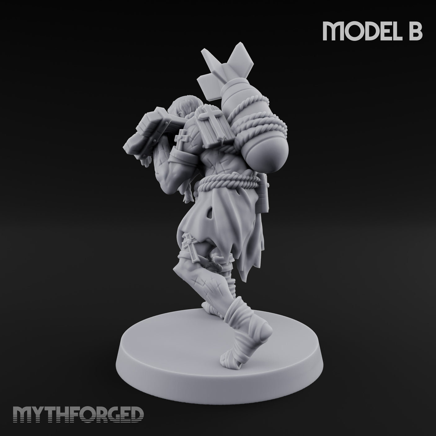 Cross Bound Shackled Human Prisoner B Miniature for Dungeons and Dragons, Pathfinder or other TTRPGs