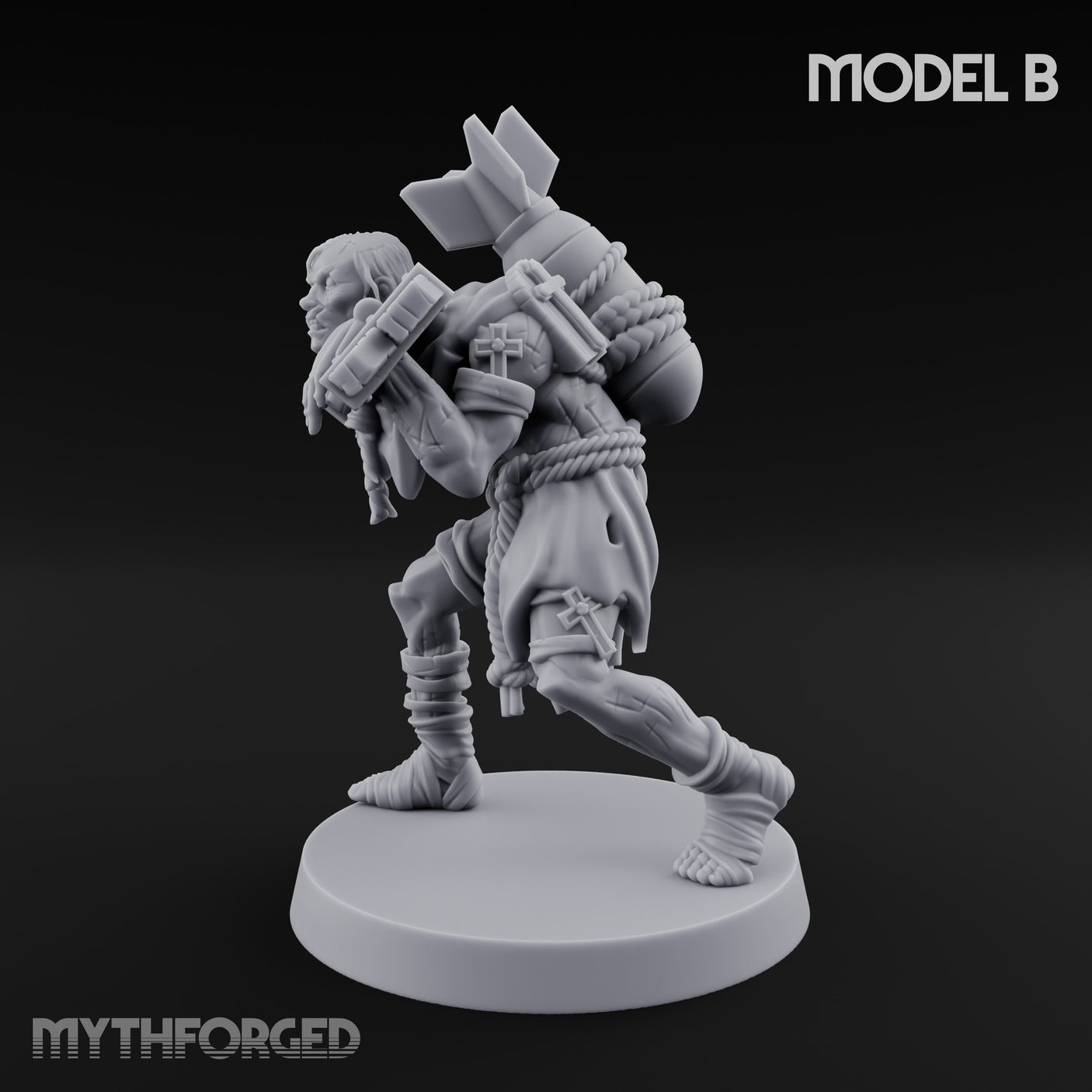 Cross Bound Shackled Human Prisoner B Miniature for Dungeons and Dragons, Pathfinder or other TTRPGs