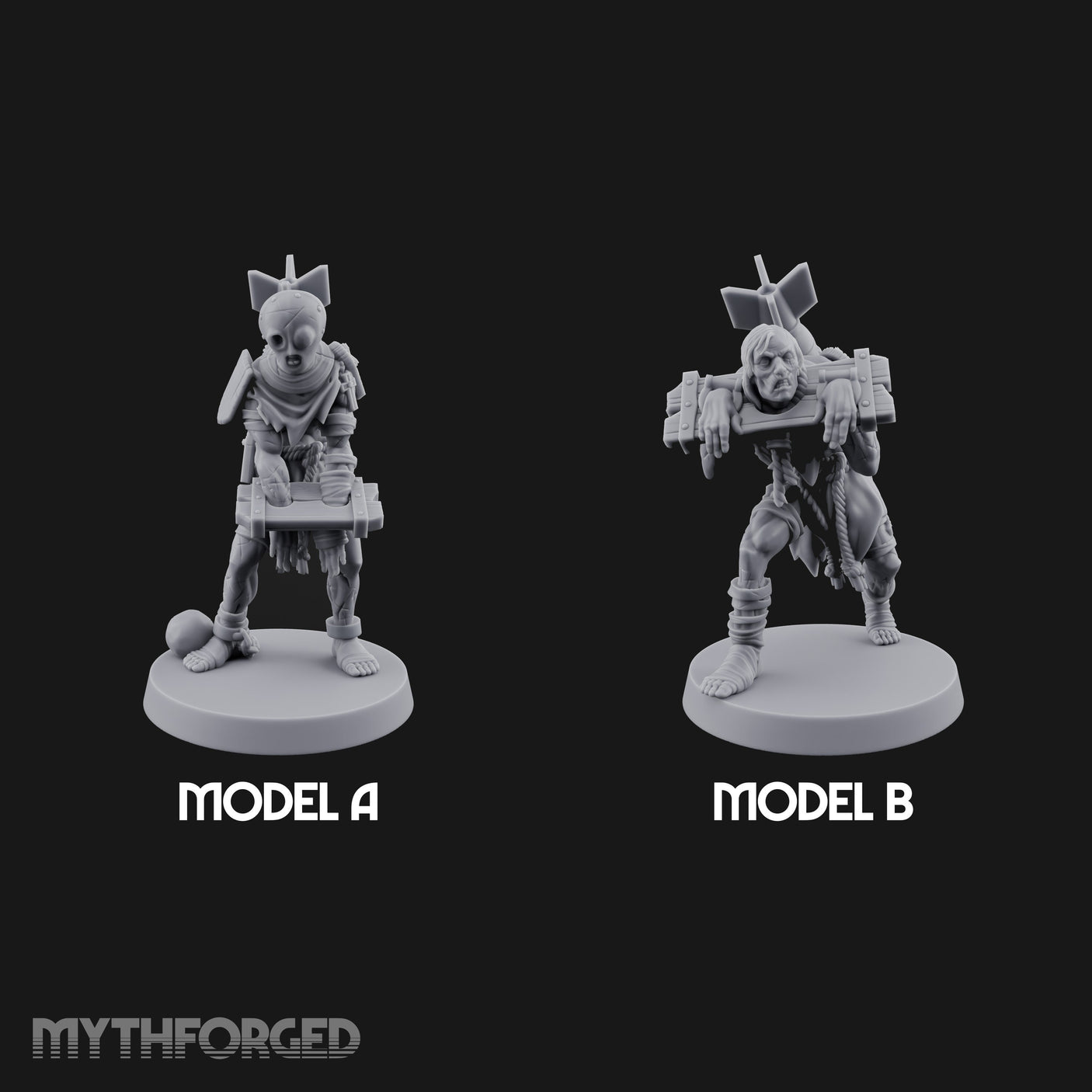 Cross Bound Shackled Human Prisoners Miniature for Dungeons and Dragons, Pathfinder or other TTRPGs