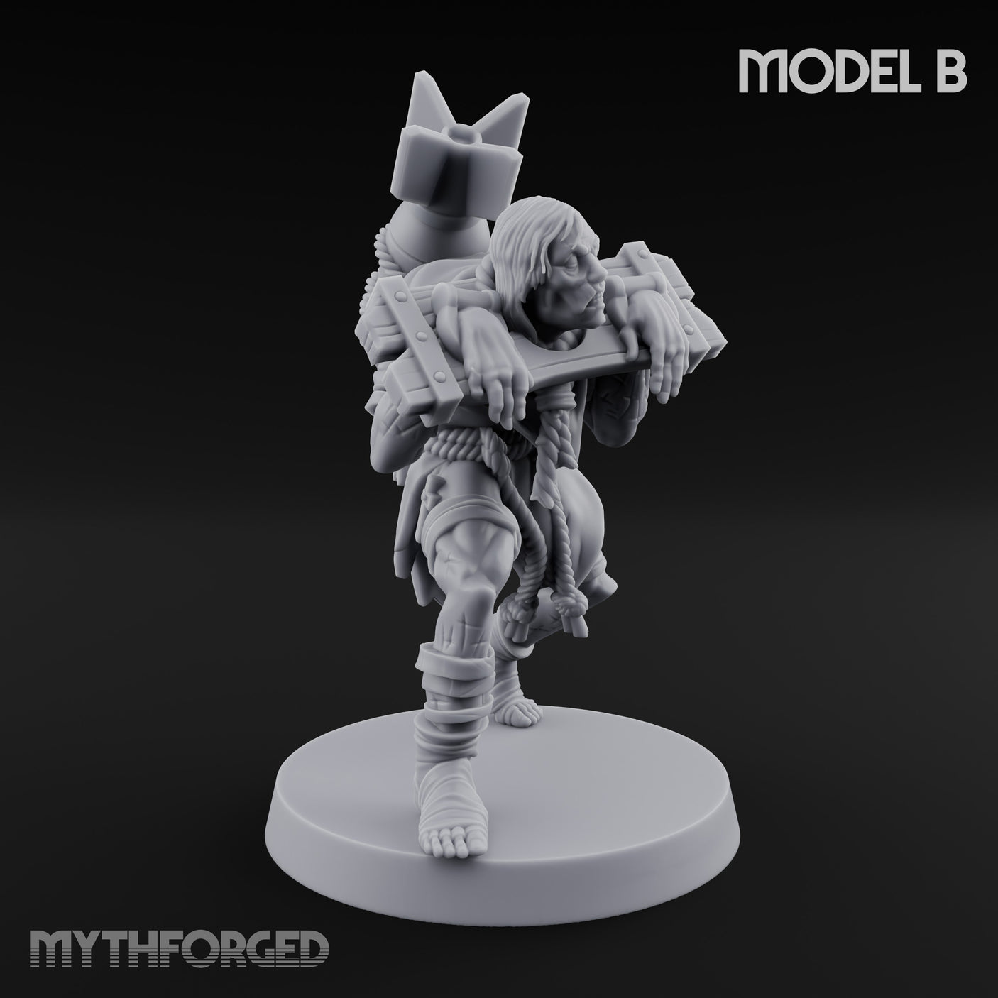 Cross Bound Shackled Human Prisoners Miniature for Dungeons and Dragons, Pathfinder or other TTRPGs