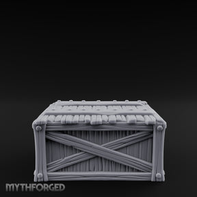 Cross-Braced Nail-Studded Wooden Storage Crate Miniature for Dungeons and Dragons, Pathfinder or other TTRPGs