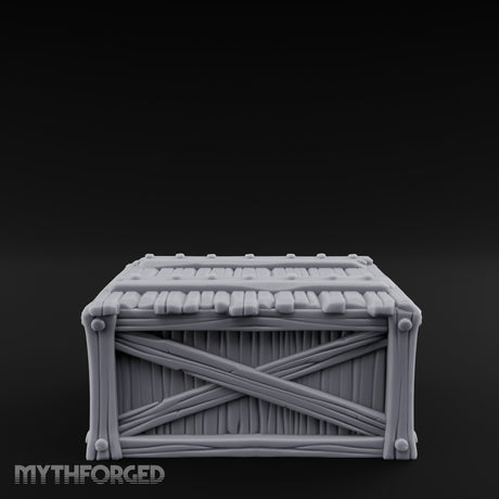 Cross-Braced Nail-Studded Wooden Storage Crate Miniature for Dungeons and Dragons, Pathfinder or other TTRPGs