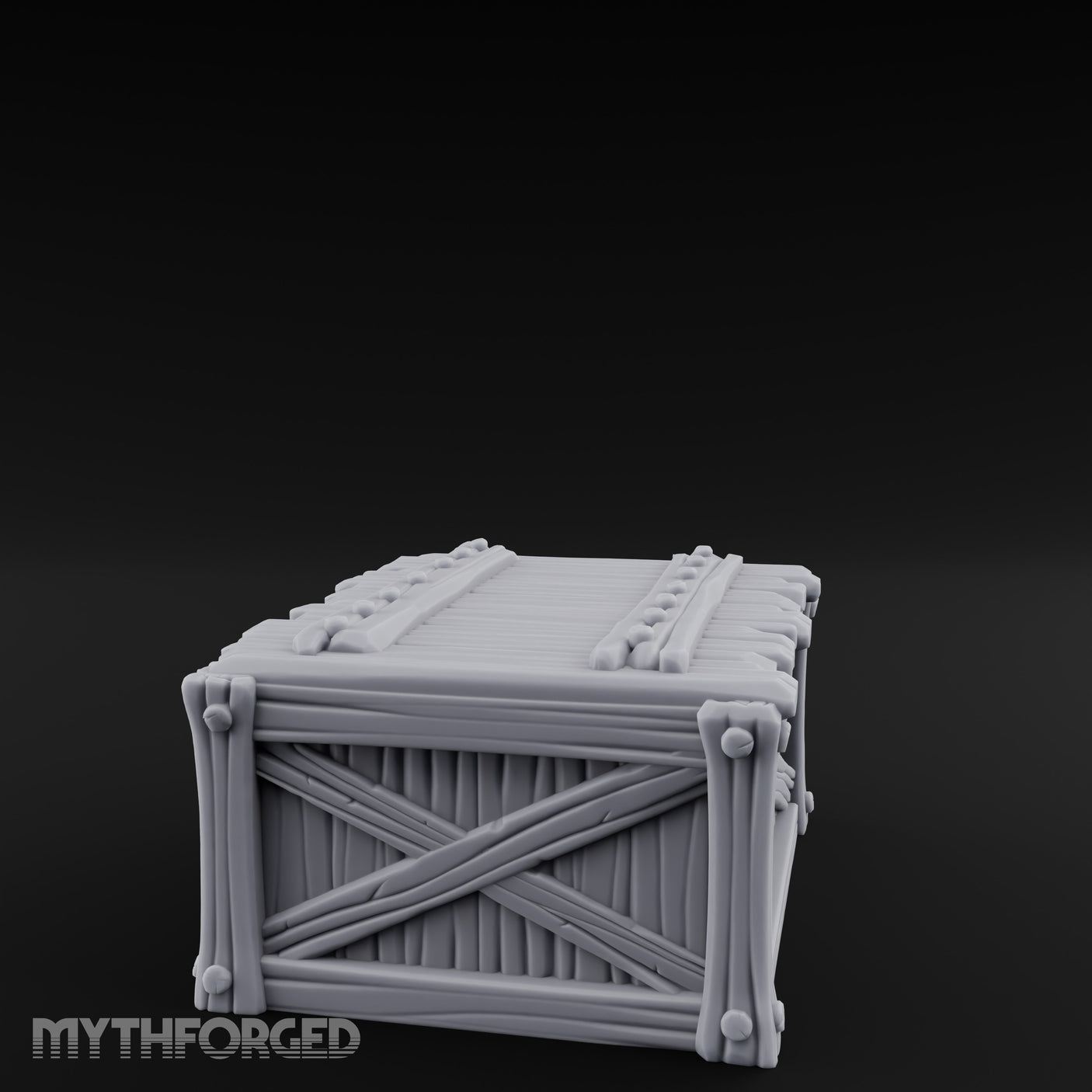 Cross-Braced Nail-Studded Wooden Storage Crate Miniature for Dungeons and Dragons, Pathfinder or other TTRPGs