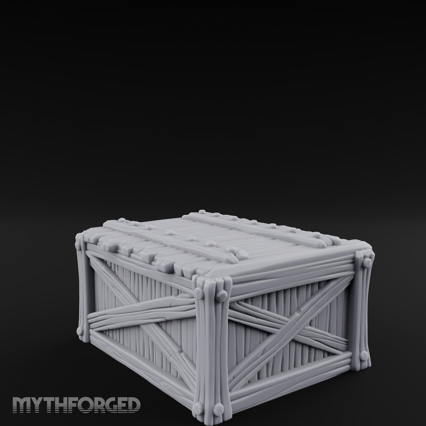Cross-Braced Nail-Studded Wooden Storage Crate Miniature for Dungeons and Dragons, Pathfinder or other TTRPGs