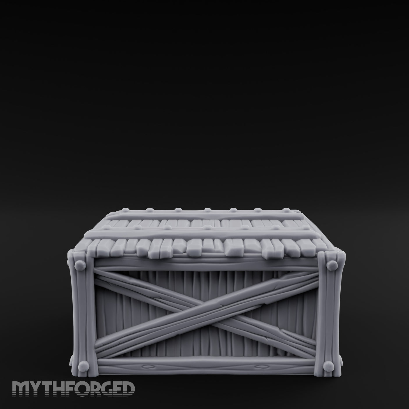 Cross-Braced Nail-Studded Wooden Storage Crate Miniature for Dungeons and Dragons, Pathfinder or other TTRPGs
