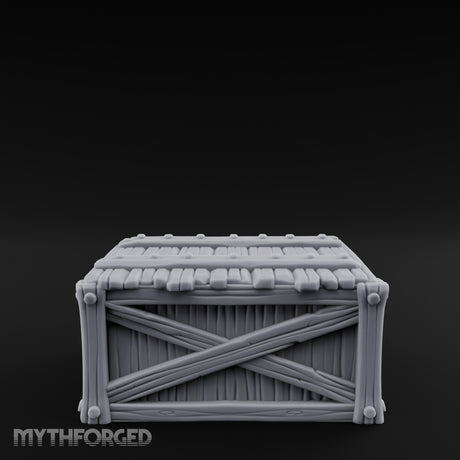 Cross-Braced Nail-Studded Wooden Storage Crate Miniature for Dungeons and Dragons, Pathfinder or other TTRPGs