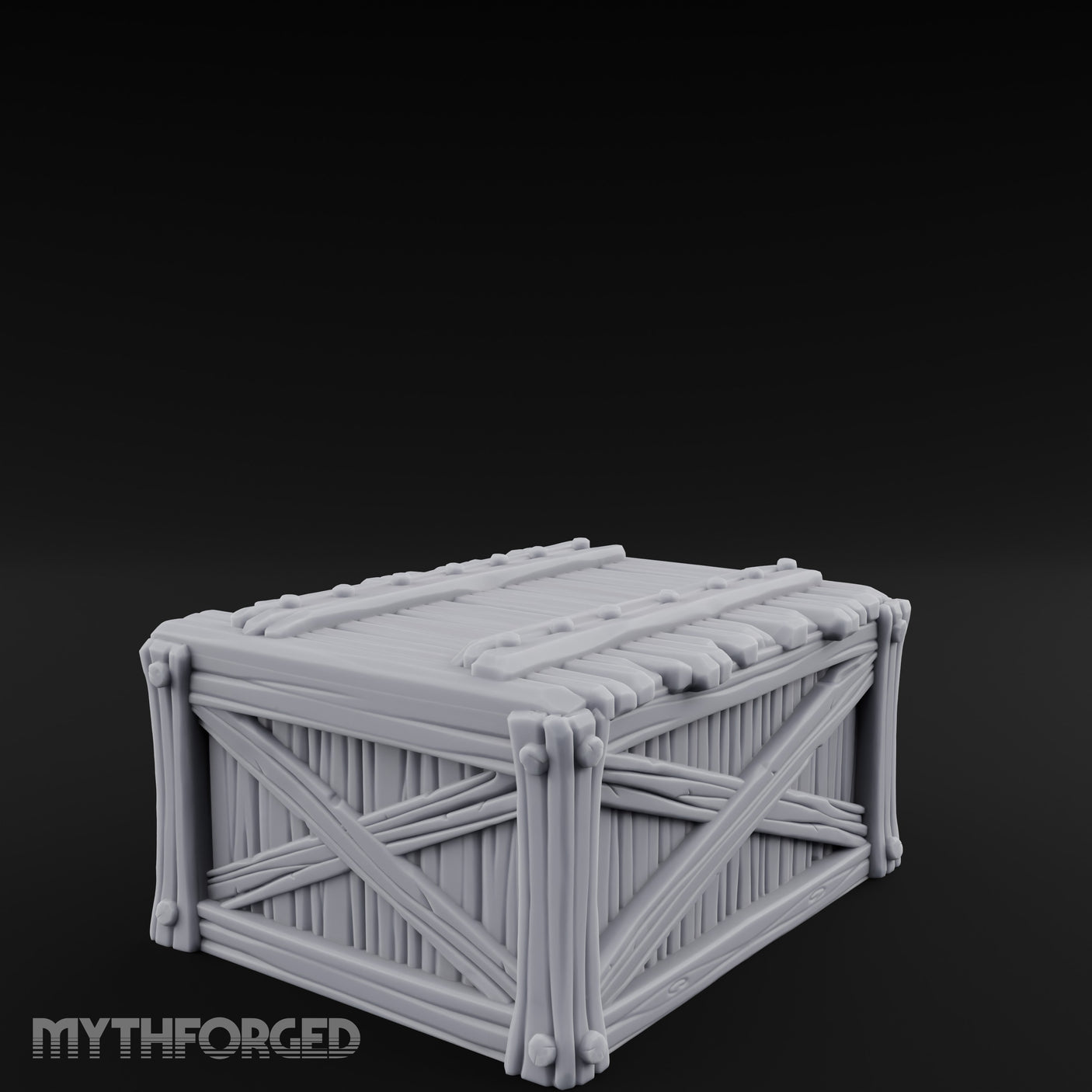 Cross-Braced Nail-Studded Wooden Storage Crate Miniature for Dungeons and Dragons, Pathfinder or other TTRPGs