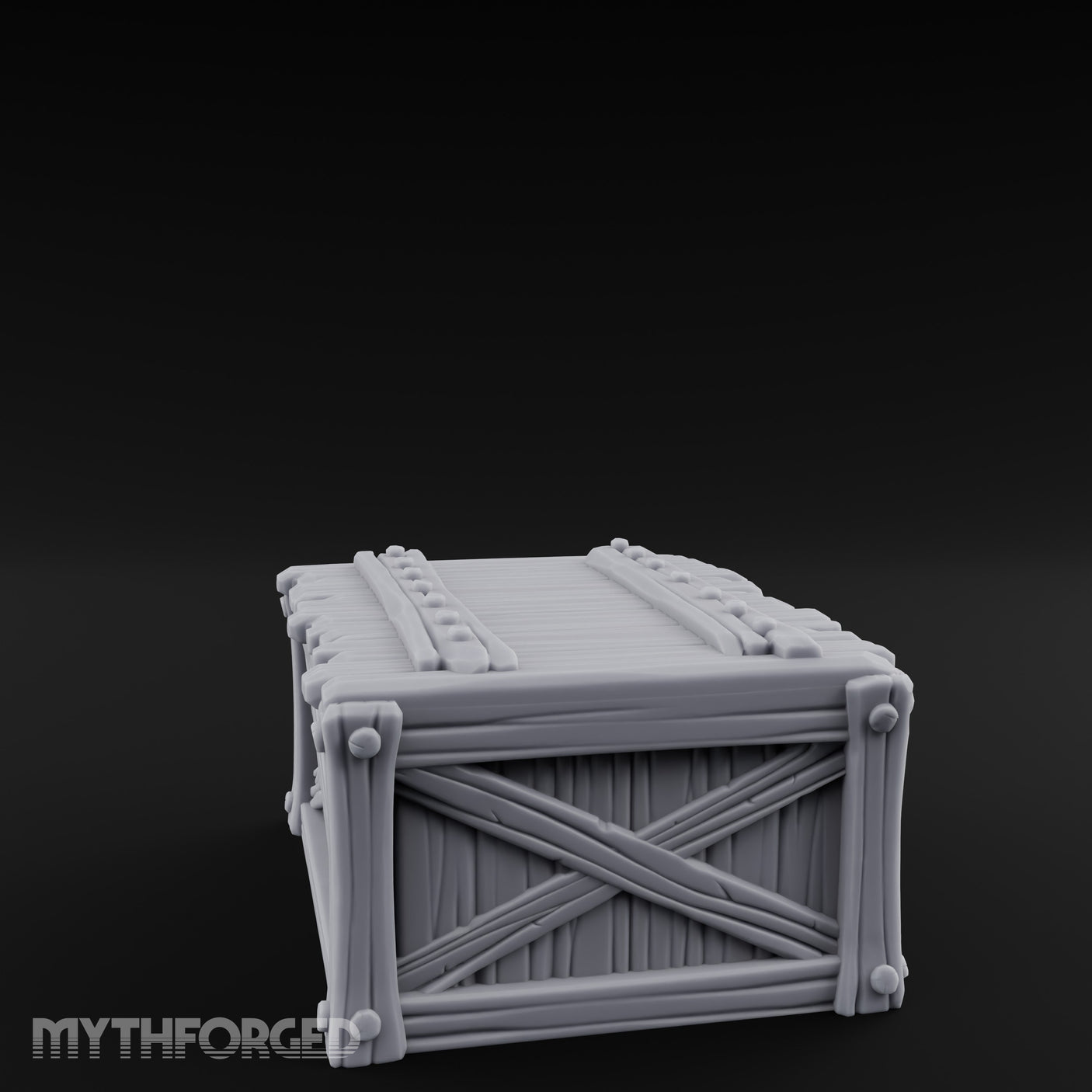 Cross-Braced Nail-Studded Wooden Storage Crate Miniature for Dungeons and Dragons, Pathfinder or other TTRPGs