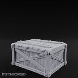 Cross-Braced Nail-Studded Wooden Storage Crate Miniature for Dungeons and Dragons, Pathfinder or other TTRPGs