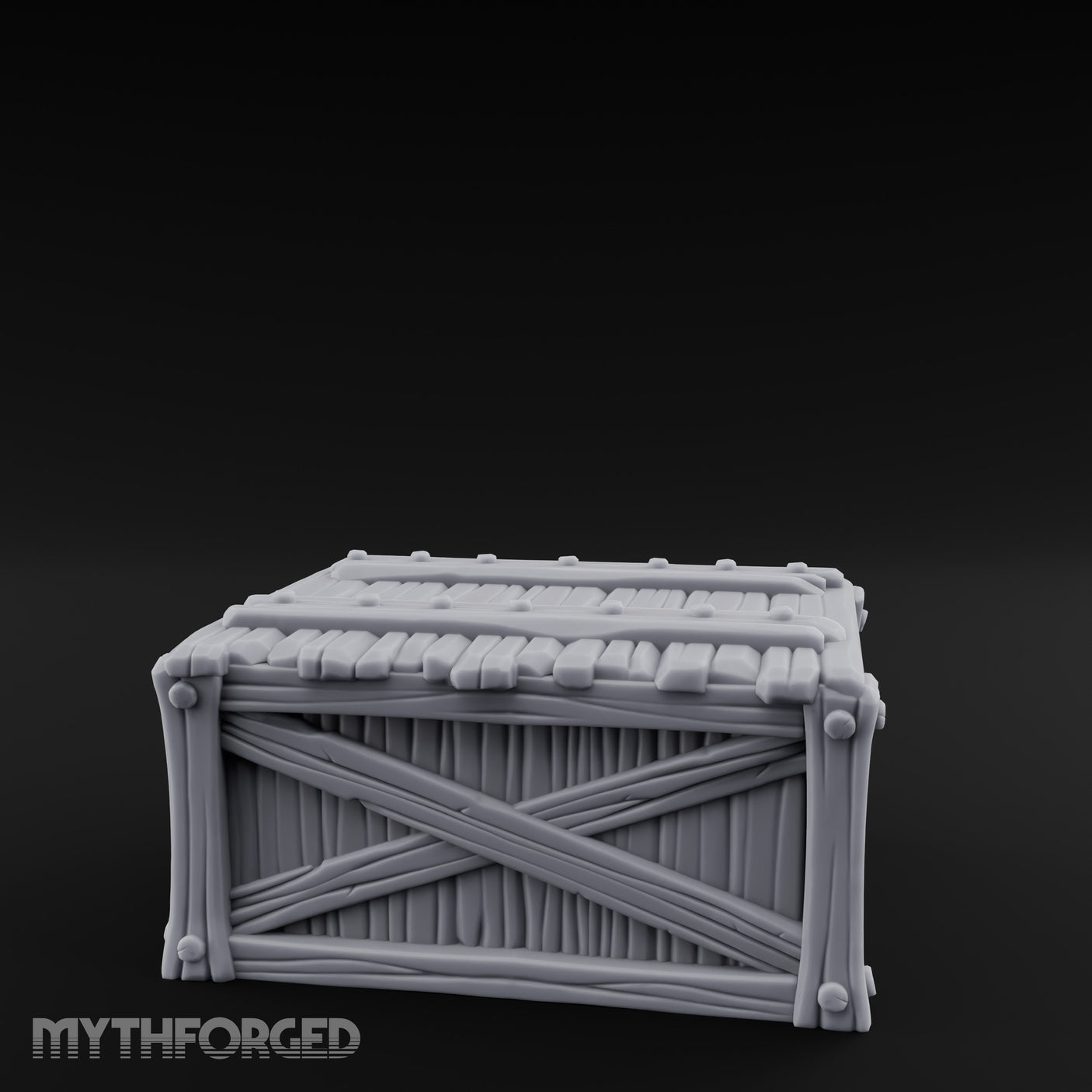Cross-Braced Nail-Studded Wooden Storage Crate Miniature for Dungeons and Dragons, Pathfinder or other TTRPGs