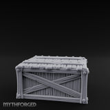 Cross-Braced Nail-Studded Wooden Storage Crate Miniature for Dungeons and Dragons, Pathfinder or other TTRPGs