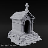 Cross-Crowned Arch-Columned Cemetery Mausoleum Miniature for Dungeons and Dragons, Pathfinder or other TTRPGs