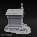 Cross-Crowned Arch-Columned Cemetery Mausoleum Miniature for Dungeons and Dragons, Pathfinder or other TTRPGs
