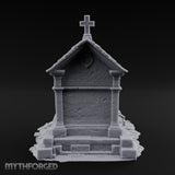 Cross-Crowned Arch-Columned Cemetery Mausoleum Miniature for Dungeons and Dragons, Pathfinder or other TTRPGs