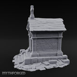 Cross-Crowned Arch-Columned Cemetery Mausoleum Miniature for Dungeons and Dragons, Pathfinder or other TTRPGs