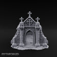 Cross-Crowned Celtic-Windowed Mausoleum Facade Ruins Miniature for Dungeons and Dragons, Pathfinder or other TTRPGs