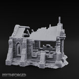 Cross-Crowned Celtic-Windowed Mausoleum Facade Ruins Miniature for Dungeons and Dragons, Pathfinder or other TTRPGs