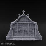 Cross-Crowned Celtic-Windowed Mausoleum Facade Ruins Miniature for Dungeons and Dragons, Pathfinder or other TTRPGs