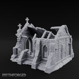 Cross-Crowned Celtic-Windowed Mausoleum Facade Ruins Miniature for Dungeons and Dragons, Pathfinder or other TTRPGs