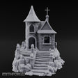 Cross-Crowned Cliff-Perched Stone Chapel Miniature for Dungeons and Dragons, Pathfinder or other TTRPGs