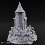 Cross-Crowned Cliff-Perched Stone Chapel Miniature for Dungeons and Dragons, Pathfinder or other TTRPGs
