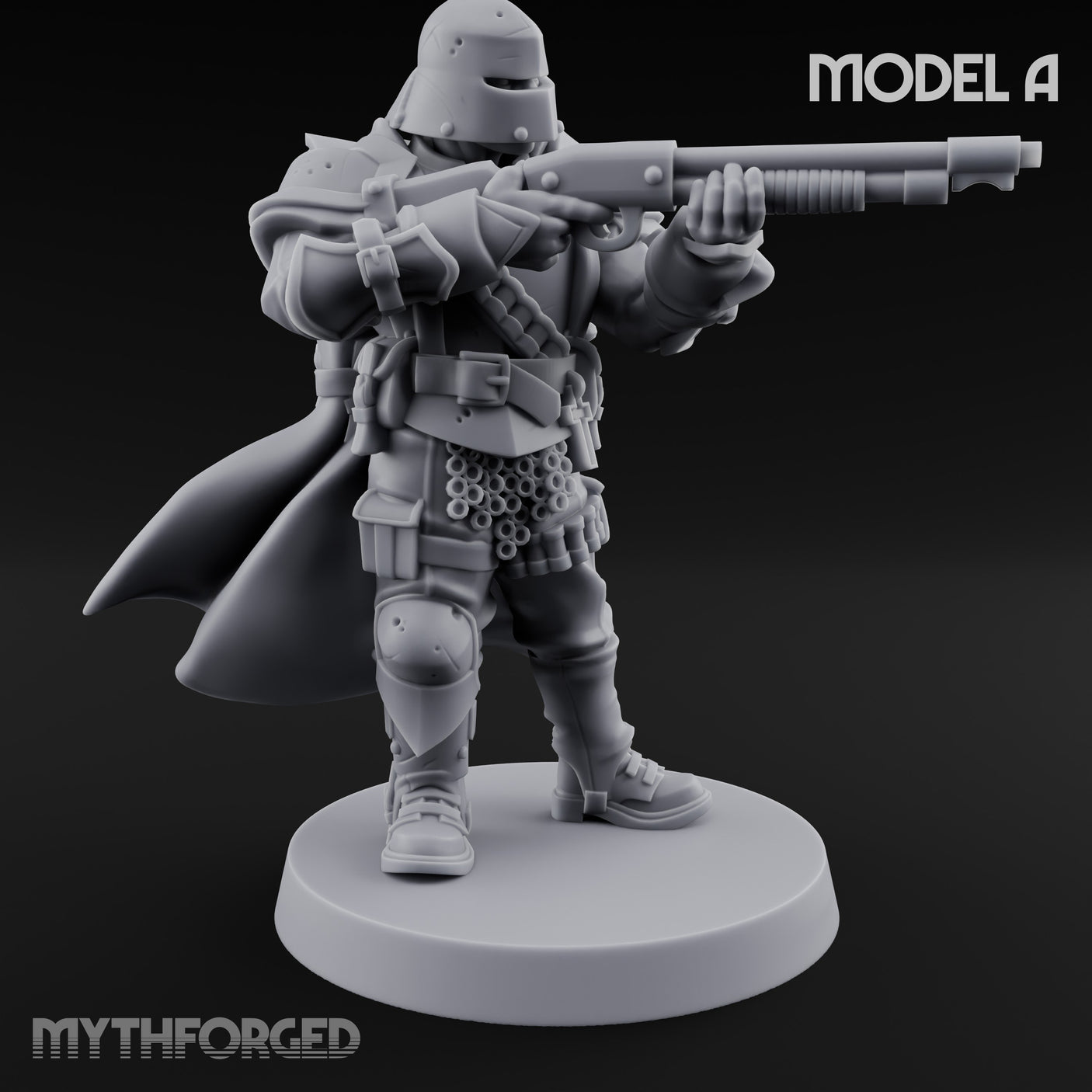 Cross Emblazoned Gun Bearing Ashen Trooper A Miniature for Dungeons and Dragons, Pathfinder or other TTRPGs