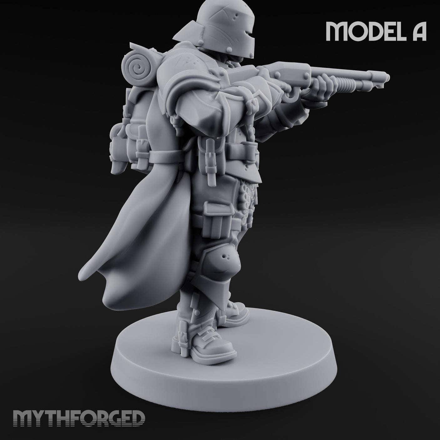 Cross Emblazoned Gun Bearing Ashen Trooper A Miniature for Dungeons and Dragons, Pathfinder or other TTRPGs