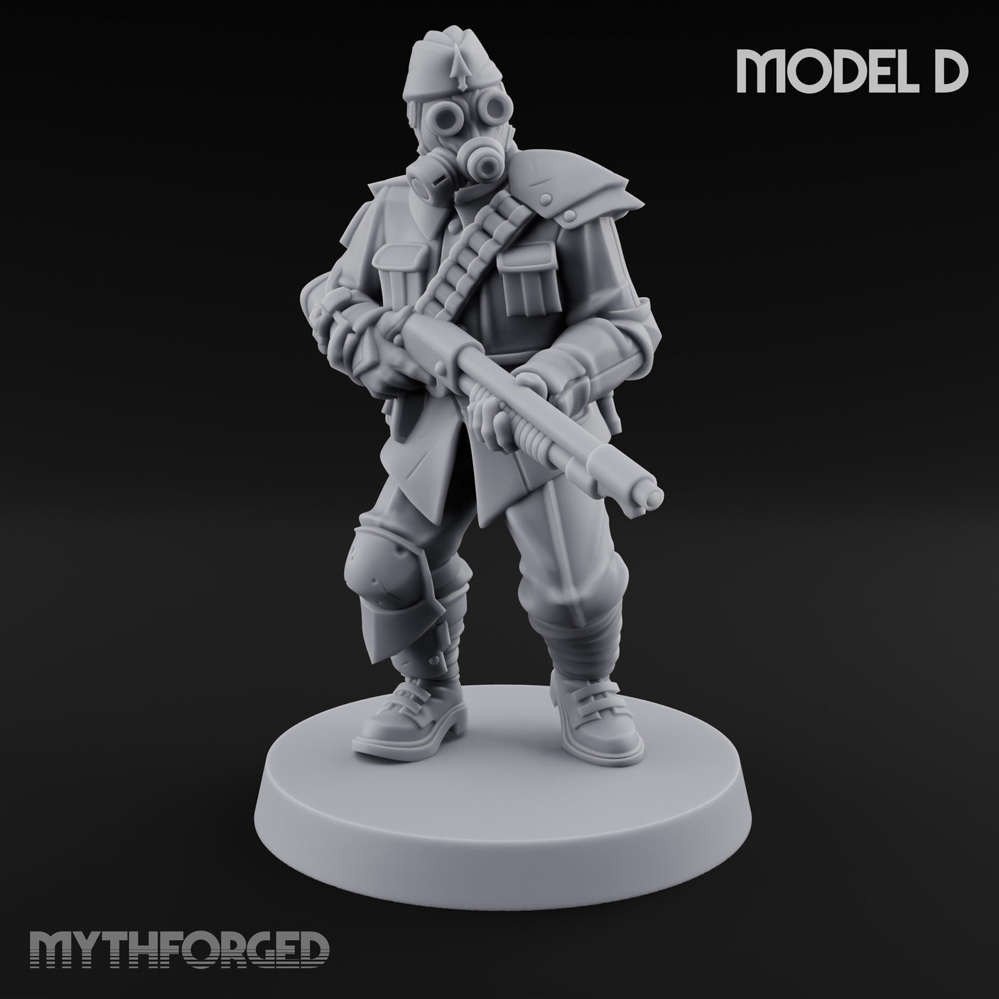 Cross Emblazoned Gun Bearing Ashen Trooper D Miniature for Dungeons and Dragons, Pathfinder or other TTRPGs