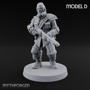 Cross Emblazoned Gun Bearing Ashen Trooper D Miniature for Dungeons and Dragons, Pathfinder or other TTRPGs