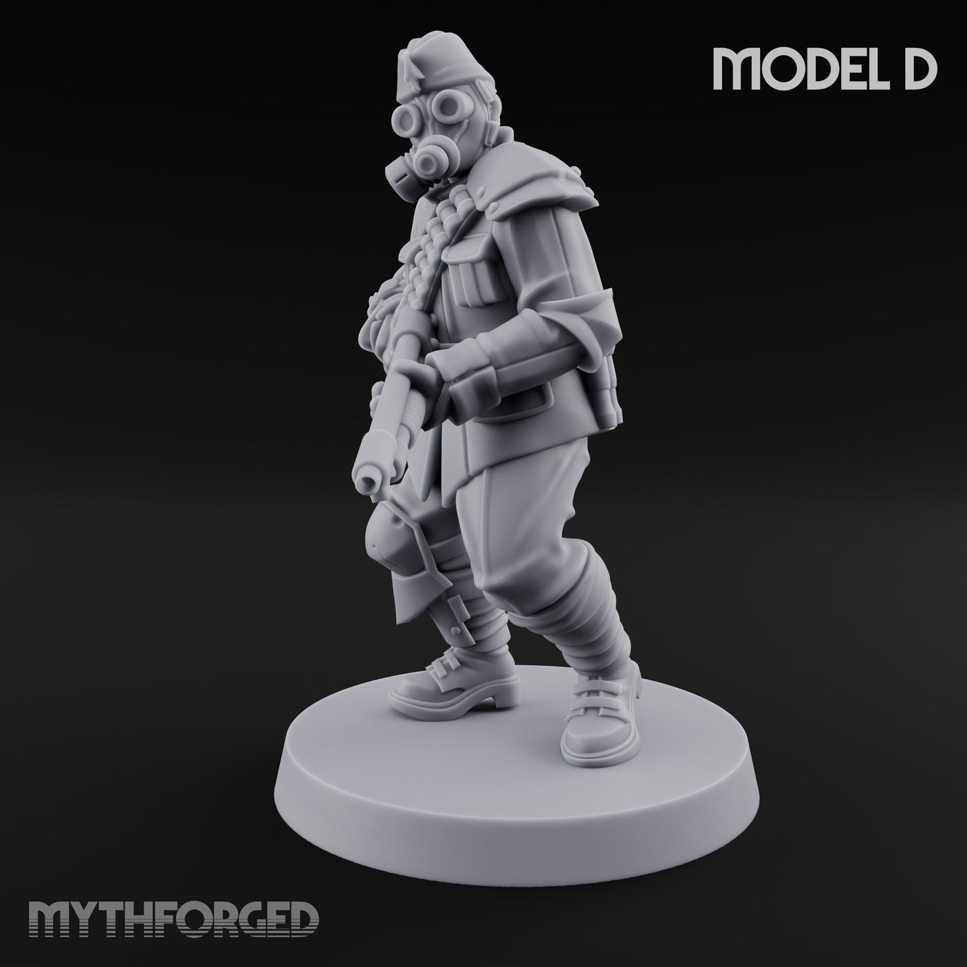 Cross Emblazoned Gun Bearing Ashen Trooper D Miniature for Dungeons and Dragons, Pathfinder or other TTRPGs