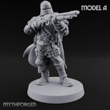 Cross Emblazoned Gun Bearing Ashen Troopers Miniature for Dungeons and Dragons, Pathfinder or other TTRPGs