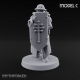 Cross Emblazoned Gun Bearing Ashen Troopers Miniature for Dungeons and Dragons, Pathfinder or other TTRPGs