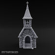 Cross-Pinnacled Diamond-Slated Stone Chapel Miniature for Dungeons and Dragons, Pathfinder or other TTRPGs