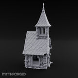 Cross-Pinnacled Diamond-Slated Stone Chapel Miniature for Dungeons and Dragons, Pathfinder or other TTRPGs