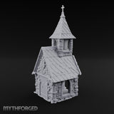 Cross-Pinnacled Diamond-Slated Stone Chapel Miniature for Dungeons and Dragons, Pathfinder or other TTRPGs
