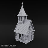 Cross-Pinnacled Diamond-Slated Stone Chapel Miniature for Dungeons and Dragons, Pathfinder or other TTRPGs