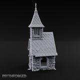 Cross-Pinnacled Diamond-Slated Stone Chapel Miniature for Dungeons and Dragons, Pathfinder or other TTRPGs