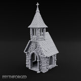 Cross-Pinnacled Diamond-Slated Stone Chapel Miniature for Dungeons and Dragons, Pathfinder or other TTRPGs