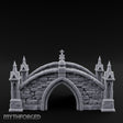 Cross-Pinnacled Spire-Flanked Gothic Stone Bridge Miniature for Dungeons and Dragons, Pathfinder or other TTRPGs