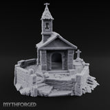 Cross-Topped Bell-Hung Graveyard Chapel Miniature for Dungeons and Dragons, Pathfinder or other TTRPGs