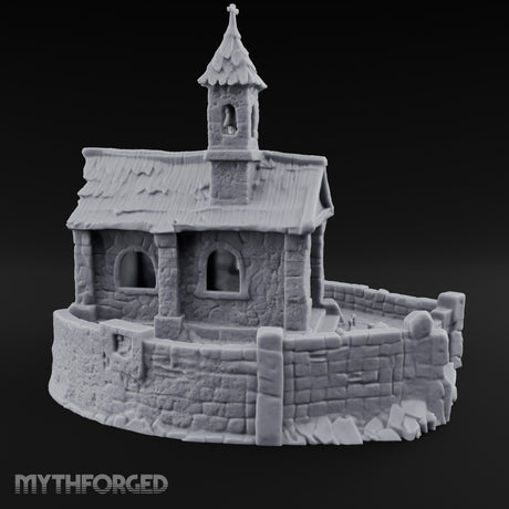 Cross-Topped Bell-Hung Graveyard Chapel Miniature for Dungeons and Dragons, Pathfinder or other TTRPGs