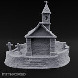 Cross-Topped Bell-Hung Graveyard Chapel Miniature for Dungeons and Dragons, Pathfinder or other TTRPGs