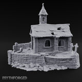 Cross-Topped Bell-Hung Graveyard Chapel Miniature for Dungeons and Dragons, Pathfinder or other TTRPGs